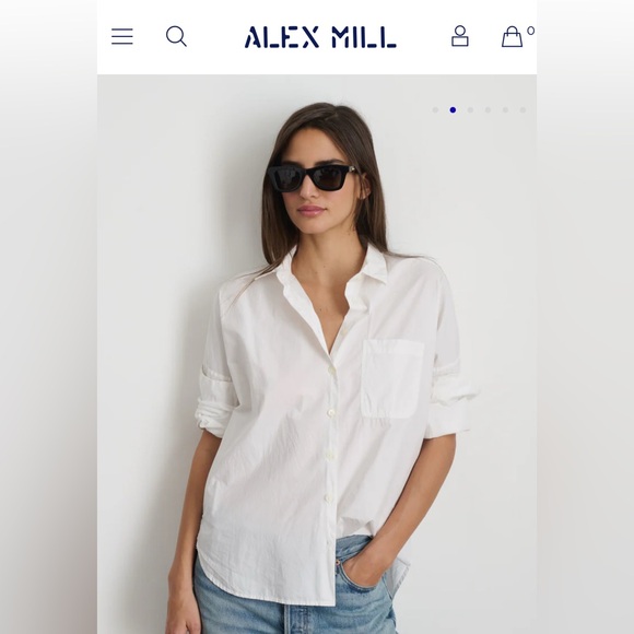 Alex Mill Jo White Button Down Shirt in Cotton Poplin,Size-XL - Picture 14 of 14